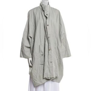 Eskandar High Neck Oversized Coated Linen Overcoat